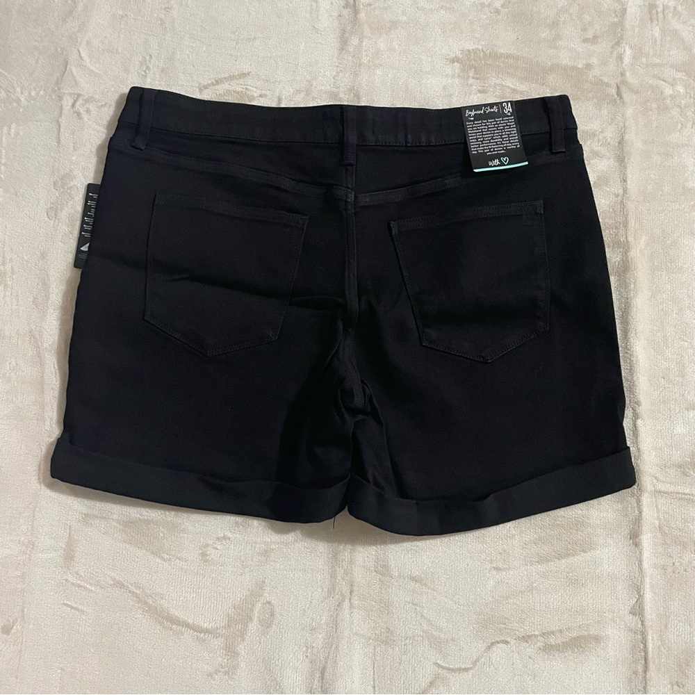 LulaRoe Boyfriend Shorts Womens Size 34 Black Denim Cuffed Stretch NWT - Picture 7 of 7
